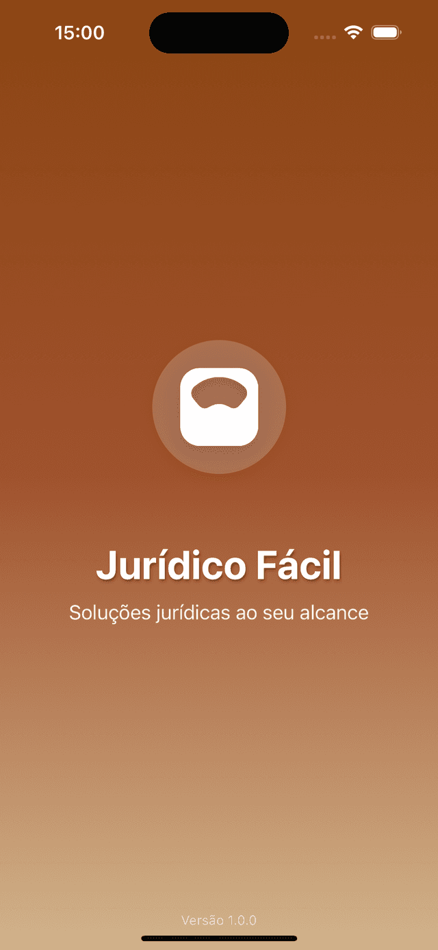 Tela inicial do aplicativo jurídico