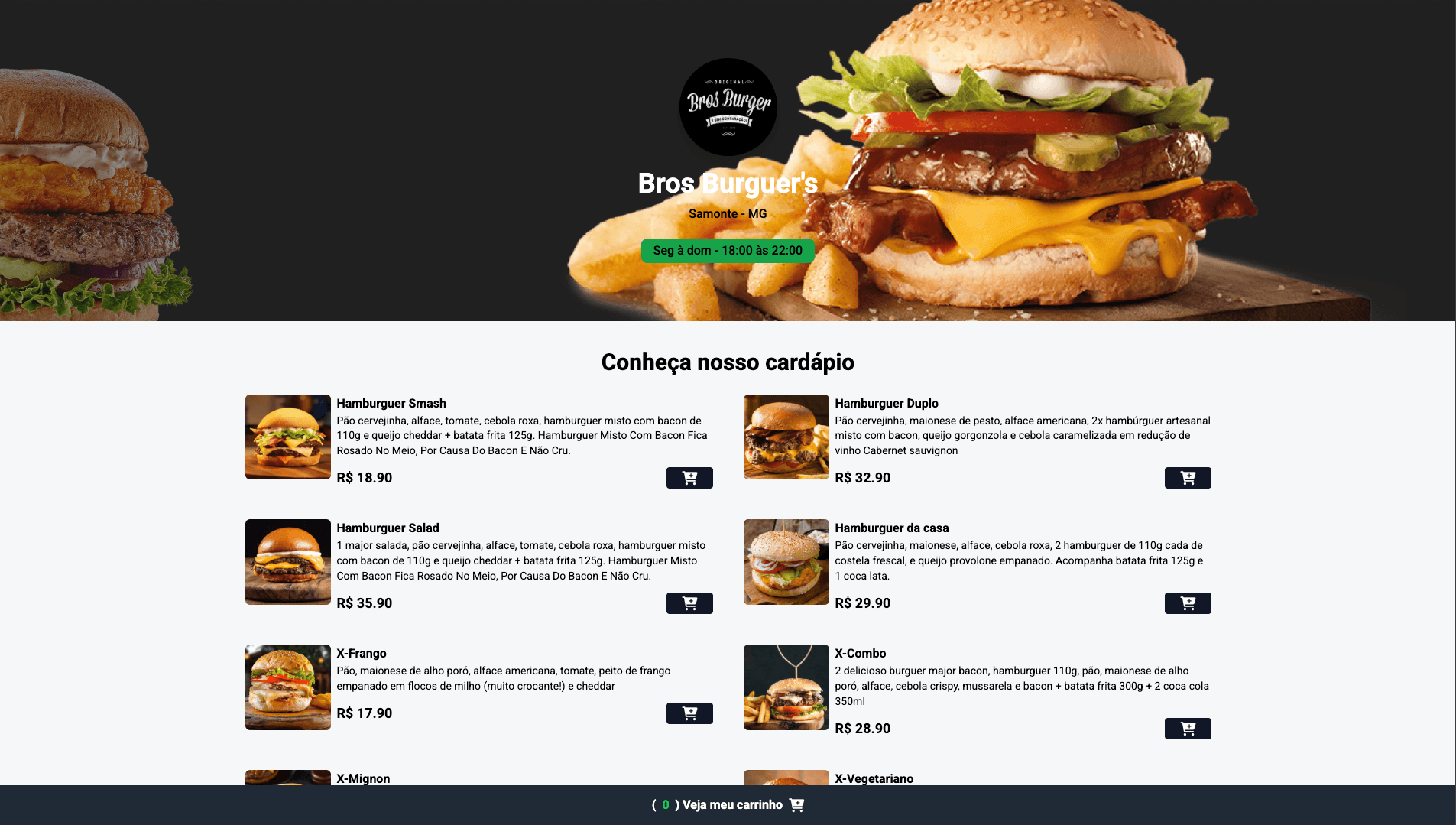 Cárdapio Digital para Hamburgueria